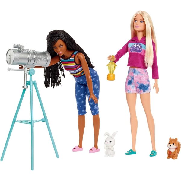 Barbie Famiglia Camping con 2 bambole Malibu e Brooklyn, tenda e accessori