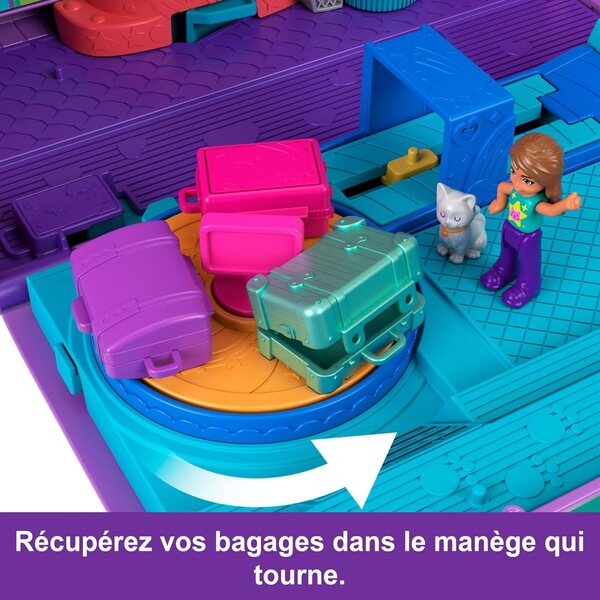Polly Pocket Avion Chaton verwandelbar mit 2 Minifiguren und 19 Spielzubehörteilen