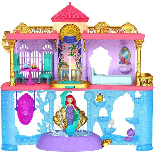 Mattel Disney Princesses Arielles Deluxe-Schloss mit Puppen, 12 Zubehörteile
