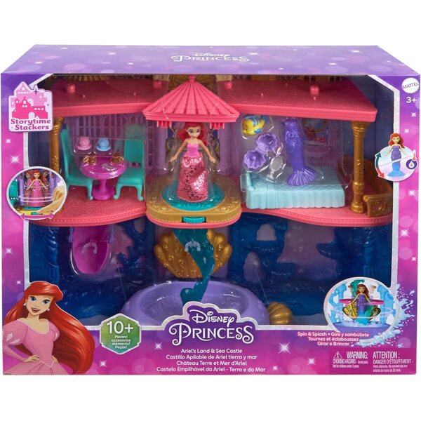 Mattel Disney Princesses Arielles Deluxe-Schloss mit Puppen, 12 Zubehörteile
