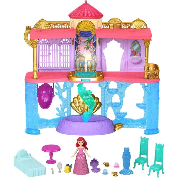 Mattel Disney Princesses Arielles Deluxe-Schloss mit Puppen, 12 Zubehörteile