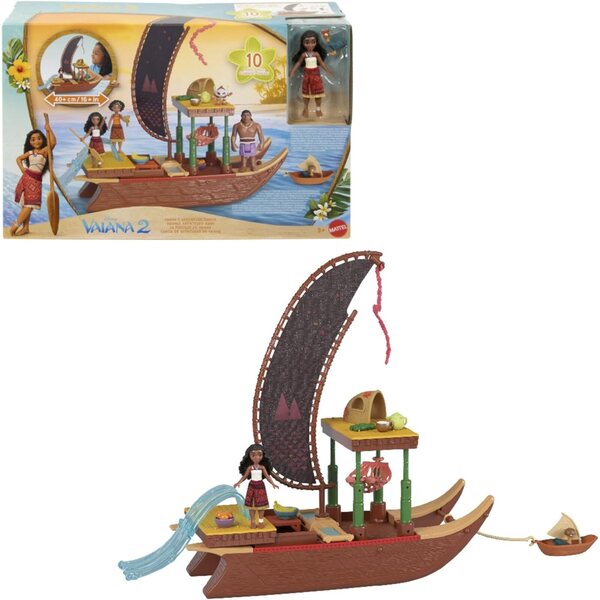 Mattel Disney La Pirogue de Vaiana 2 – Verwandelbares Abenteuer-Box-Set und Zubehör