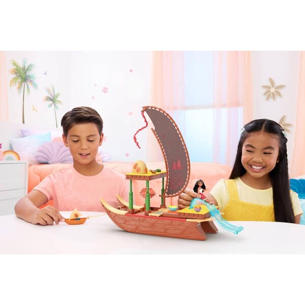 Mattel Disney La Pirogue de Vaiana 2 – Verwandelbares Abenteuer-Box-Set und Zubehör