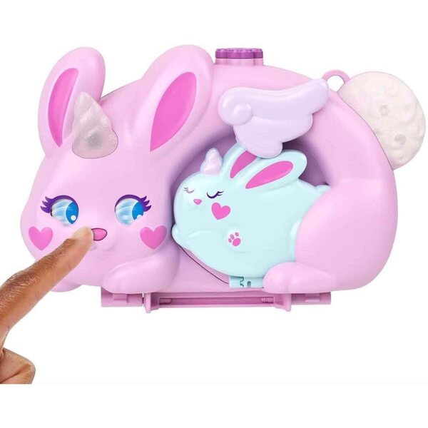 Polly Pocket 2 in 1 Lapin Licorne mit 2 Minifiguren und 12 thematischen Accessoires