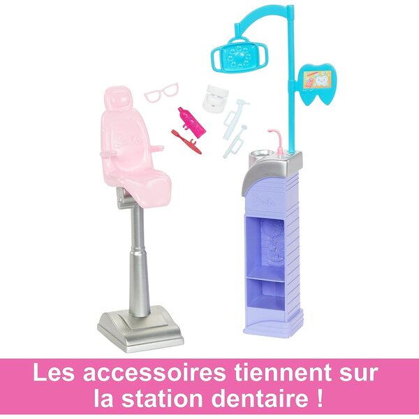 Barbie Dentista con 2 Bambole, Studio Odontoiatrico e Accessori Giochi Bambini 3+