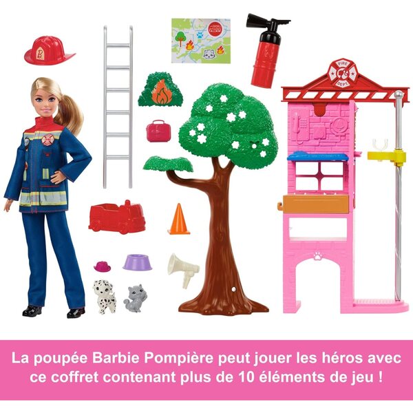 Barbie Pompière con Caserma, Dalmatian e Accessori Interattivi per Bambini 3+