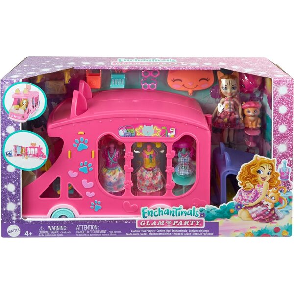 Enchantimals Truck-Modus mit 15 cm großen Puppen und +25 Zubehörteilen für Kinder ab 4 Jahren