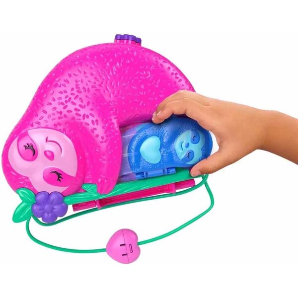 Polly Pocket 2-in-1-Boxset Die Faultierfamilie mit 12 Zubehörteilen und 2 Minifiguren