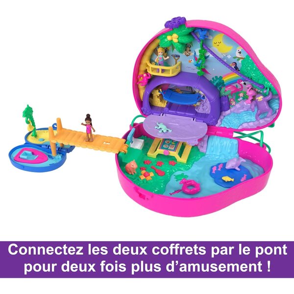 Polly Pocket 2-in-1-Boxset Die Faultierfamilie mit 12 Zubehörteilen und 2 Minifiguren