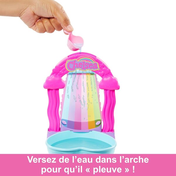 Barbie Chelsea Rainbow Water Toboggan mit Puppen und Chiot, Spiele für Kinder ab 3 Jahren