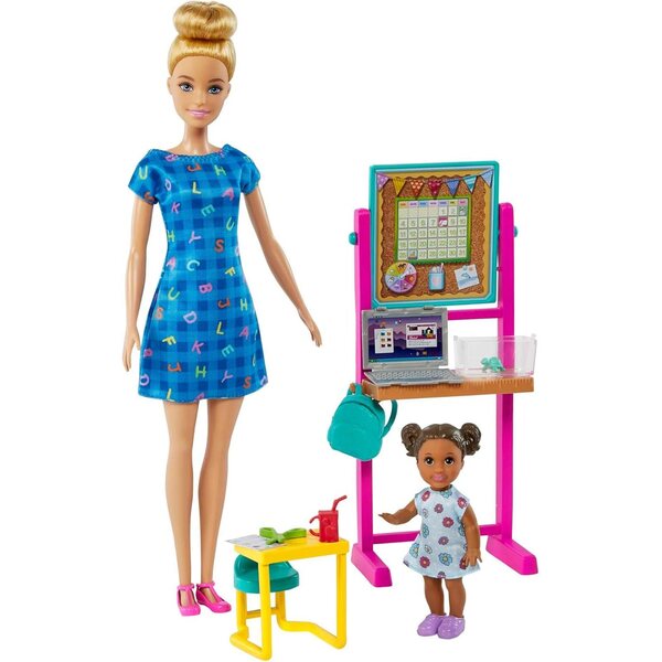 Barbie School Maîtresse mit pädagogischem Zubehör für Kinder ab 3 Jahren