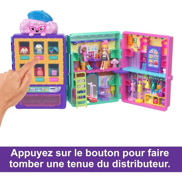 Polly Pocket Sammel-Süßigkeitenbox mit 2 Puppen, Accessoires und Modespender