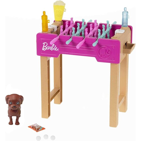 Barbie Babyfoot con Figurina Cane e Accessori, Gioco per Bambini 3-7 Anni