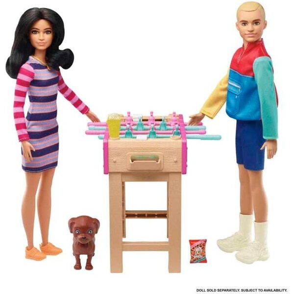 Barbie Babyfoot con Figurina Cane e Accessori, Gioco per Bambini 3-7 Anni