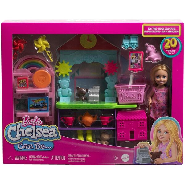 Barbie Chelsea Can Be… mit Spielfigur und 15 Spielzeugladen-Accessoires