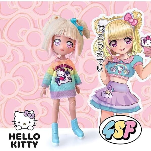 Hello Kitty Fashion Unicorns Puppen 20 cm mit Zubehör für Kinder ab 6 Jahren