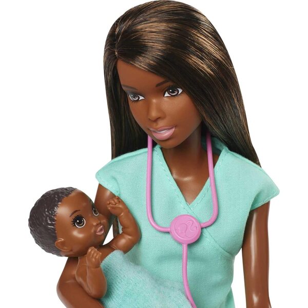Barbie Pédiatre mit medizinischem Zubehör, 2 Babys und Kinderuntersuchungstisch