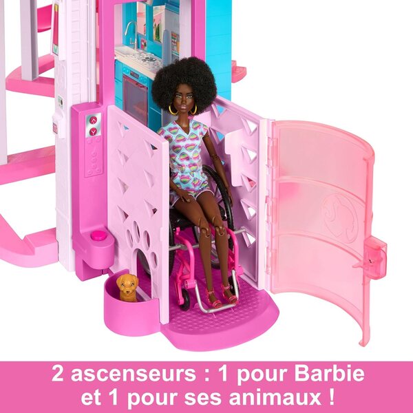 3-stöckiges Barbie-Traumhaus mit Spiralrutsche, Pool und über 75 Zubehörteilen