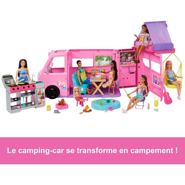 Barbie Dream Campingwagen mit Zelt, farbwechselndem Grill und über 60 Zubehörteilen