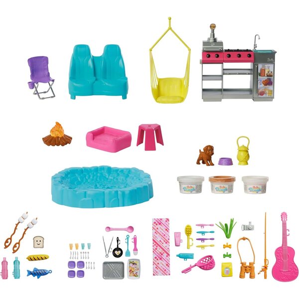 Barbie Dream Campingwagen mit Zelt, farbwechselndem Grill und über 60 Zubehörteilen