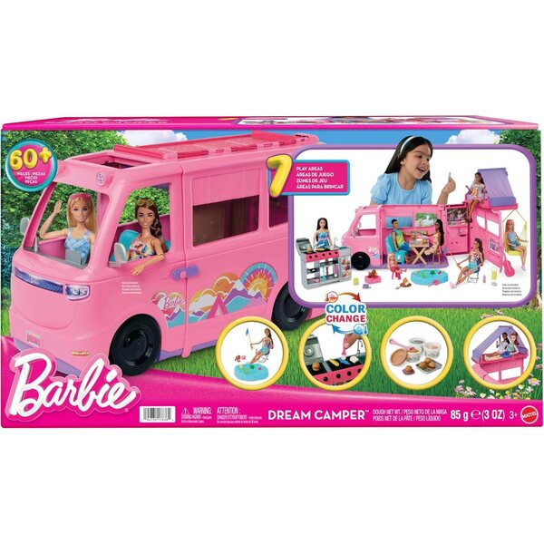 Barbie Dream Campingwagen mit Zelt, farbwechselndem Grill und über 60 Zubehörteilen