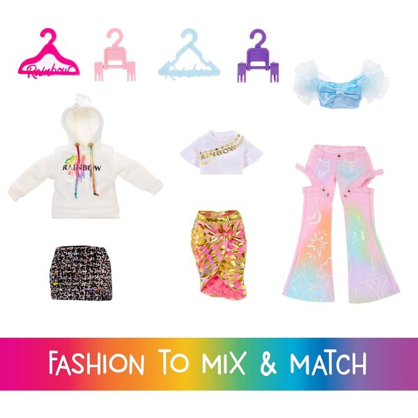 RAINBOW HIGH Amaya Kleiderschrank mit Puppe, Kleidung, Schuhen und komplettem Zubehör