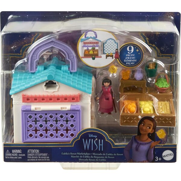 Mattel Disney Wish Marché de Dahlia – Box mit Mini-Puppen und 9 Zubehörteilen