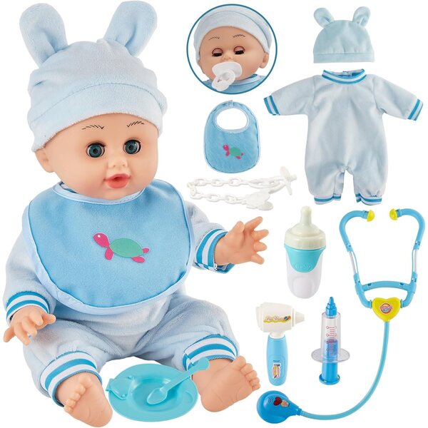 Baby Doll Interattiva HERSITY 33 cm con 12 Suoni e Accessori per Bambini da 2 a 4 Anni