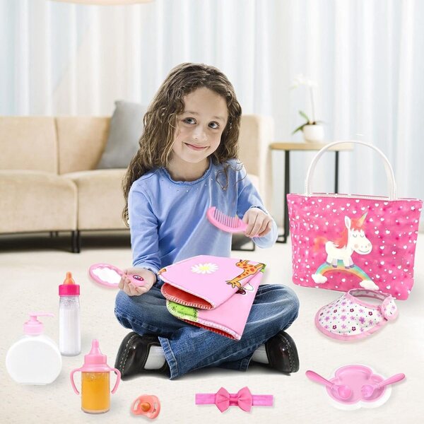 BNUZEIYI Kit di accessori per bambole da 36-42 cm e 18'' con borsa per pannolini, biberon e vestiti