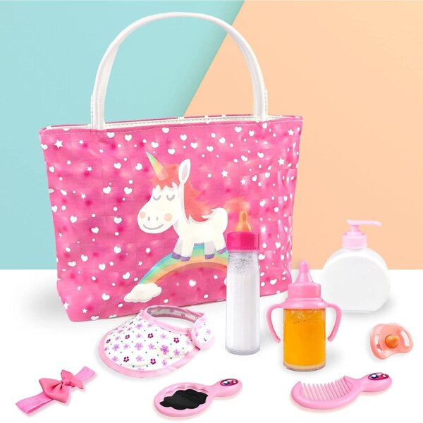BNUZEIYI Kit di accessori per bambole da 36-42 cm e 18'' con borsa per pannolini, biberon e vestiti