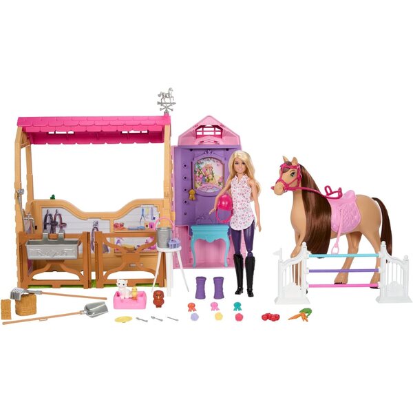 Barbie Mysteries – Ultimative Stallbox mit Puppe, Pferd und 25 Zubehörteilen