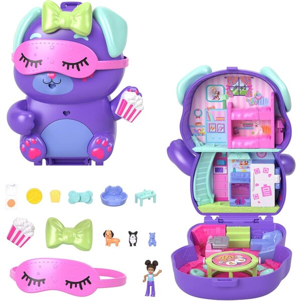 Polly Pocket Chiot Festif Reisespielbox mit 1 Minifigur und Zubehör