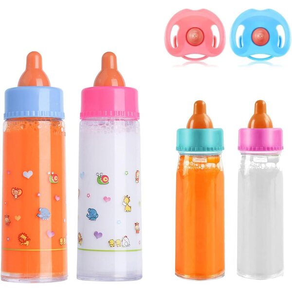 Set 6 Biberon Magici per Bambole con Tettine, Gioco Realtà per Bambini 3+ Anni