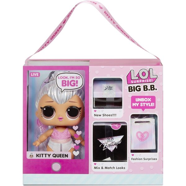 LOL Surprise Big BB Kitty Queen 28 cm – bewegliche Puppe mit Kleidung, Accessoires und Auspackset