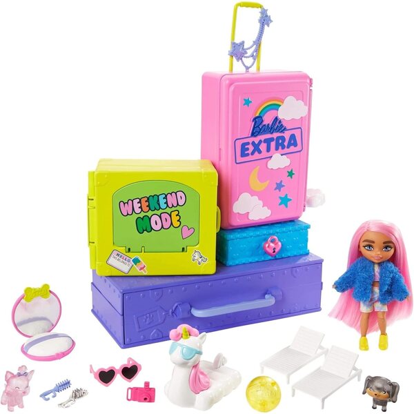 Barbie Extra Voyage con 2 Cagnolini, Piscina, Toboggan e Accessori per Bambini da 3+