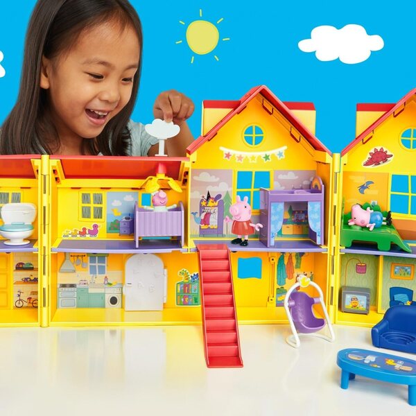 Großes Peppa Pig Familienhaus mit 3 Figuren und Spielzubehör