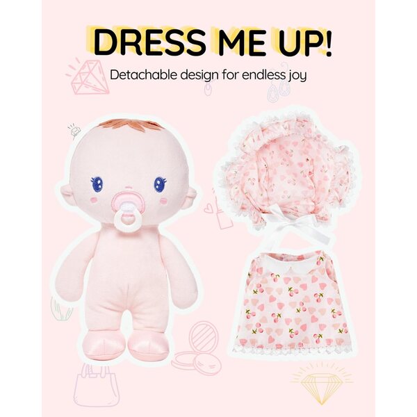 LeyaDoll Weiche Babypuppe 23 cm mit Zubehör, waschbar, perfektes Geschenk