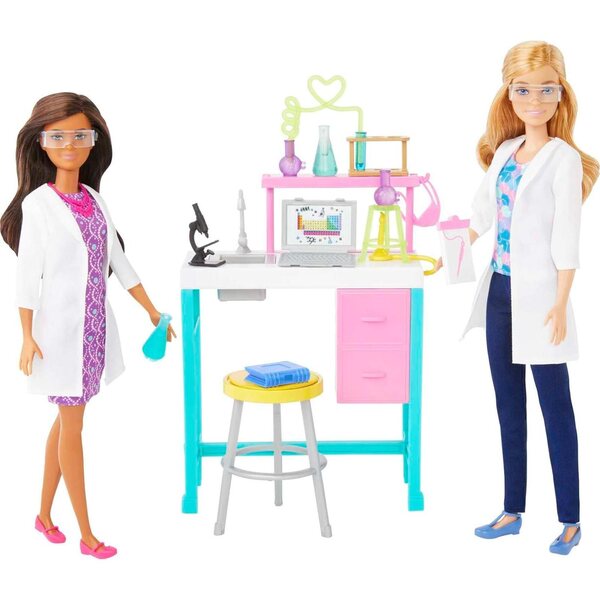 Barbie Science Laboratory mit 2 Puppen und über 10 Zubehörteilen für Experimente