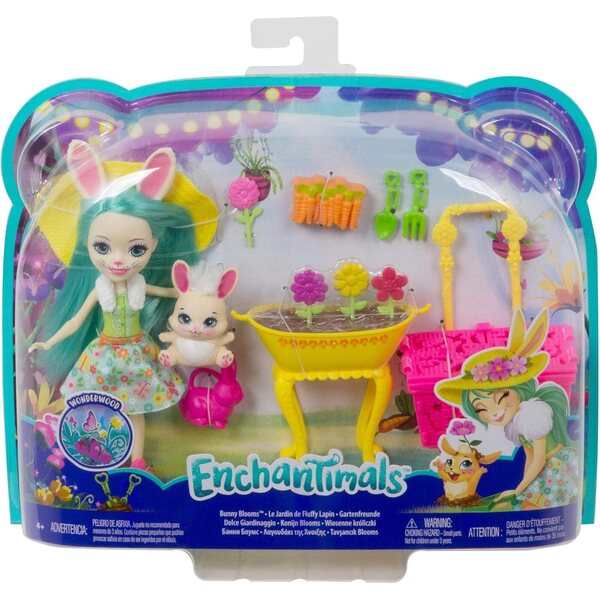 Enchantimals Jardinage Fluffy Lapin und Mop Box Set mit Zubehör und Figuren