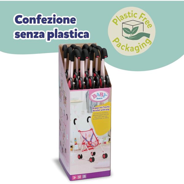 BABY born rosa faltbarer Kinderwagen mit Tasche und 3-Punkt-Sicherheitsgurt