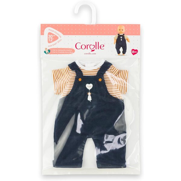 Corolle T-Shirt e Salopette Marina per Bambolotto 30 cm, vestiti morbidi da 18 mesi