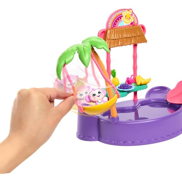 Enchantimals Affenförmiger Pool mit 15,3 cm großer Puppe und Zubehör – Spiel für Kinder ab 4 Jahren