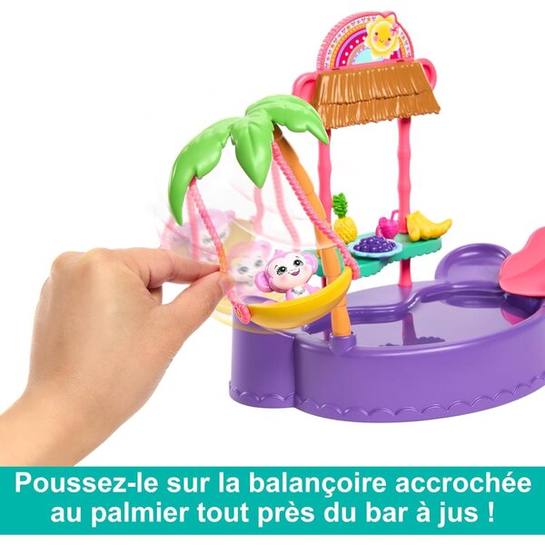 Enchantimals Affenförmiger Pool mit 15,3 cm großer Puppe und Zubehör – Spiel für Kinder ab 4 Jahren