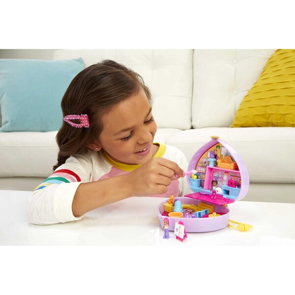 Polly Pocket Shani Painting Atelier mit 12 Zubehörteilen und Minifiguren – Kreativspiel für Kinder