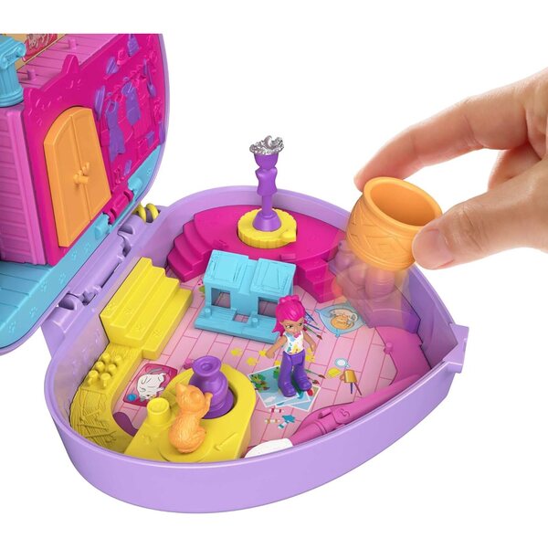 Polly Pocket Shani Painting Atelier mit 12 Zubehörteilen und Minifiguren – Kreativspiel für Kinder
