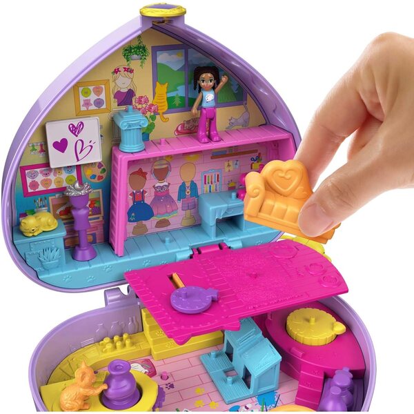 Polly Pocket Shani Painting Atelier mit 12 Zubehörteilen und Minifiguren – Kreativspiel für Kinder