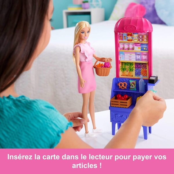 Barbie Cofanetto 'Malibu' al Mercato con bambole e 11 Accessori a Tema Cena