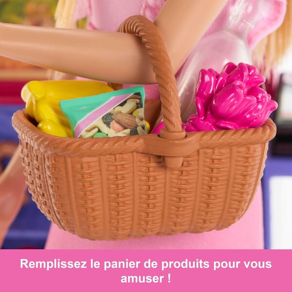 Barbie Cofanetto 'Malibu' al Mercato con bambole e 11 Accessori a Tema Cena