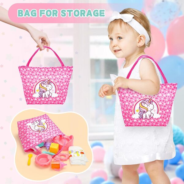Set Accessori per Bambole con Letto e Sedia a Dondolo per Gioco di Cura Bambini 12in