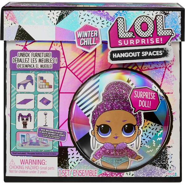 L.O.L. Überraschung! Winter Chill Hangout Spaces Bling Queen mit +10 Überraschungen und Möbeln